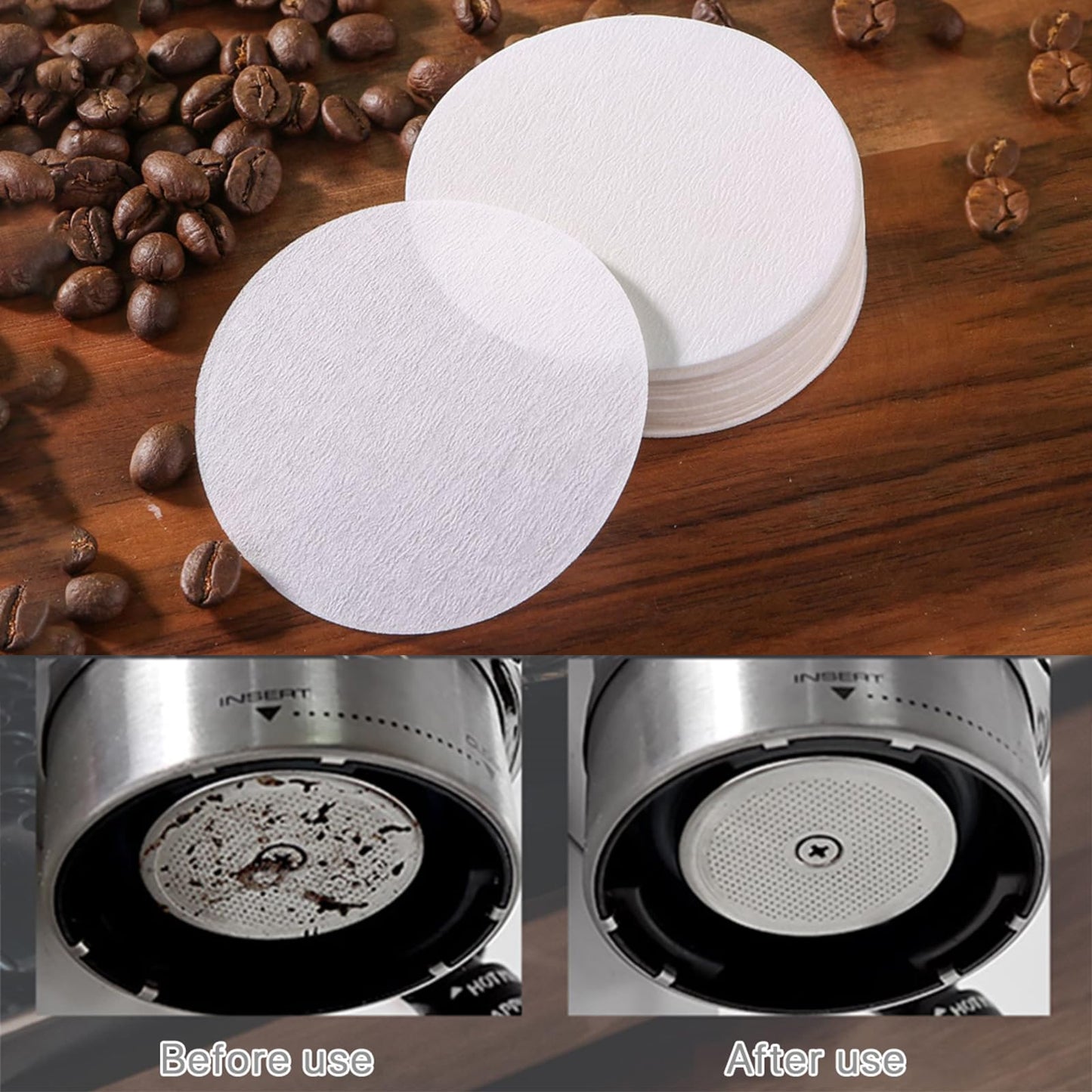 BERRYLION 600pcs Coffee Paper Filter 53mm Unbleached Coffee Filter Paper Round Coffee Maker Filters Compatible with 54mm Portafilters Baskets Disposable Coffee Tea Filters